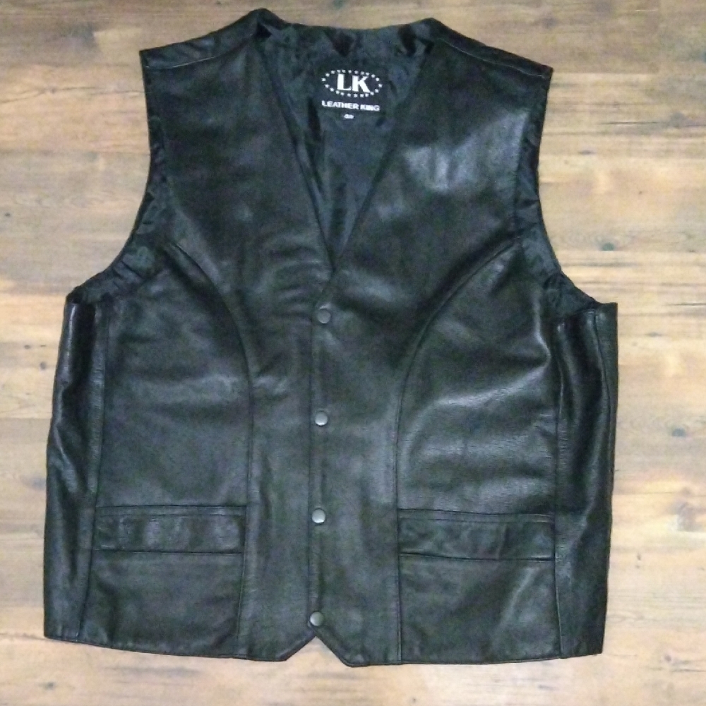 LK Black Leather Men's Vest